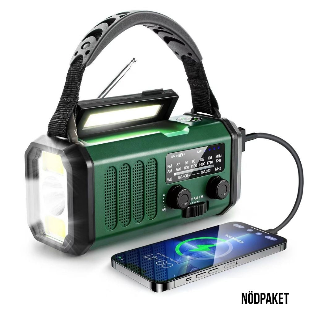 Nödradio med inbyggd powerbank