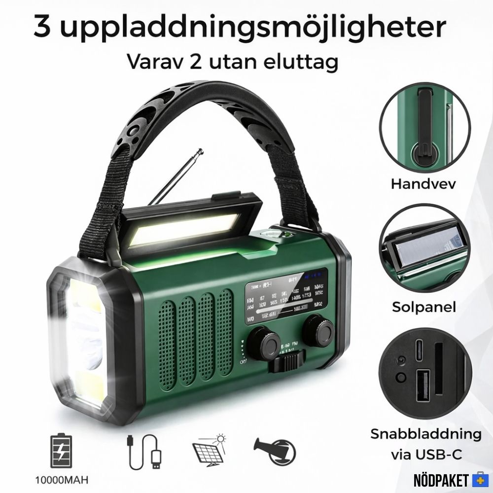 Nödradio med inbyggd powerbank