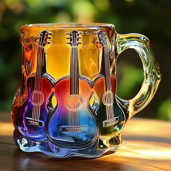Taza Artesanal con Relieves de Guitarras