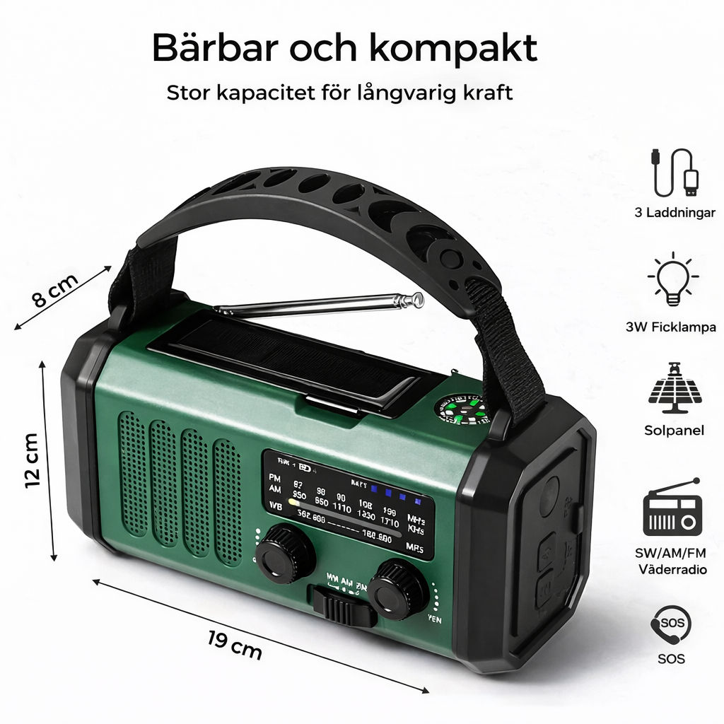Nödradio med inbyggd powerbank